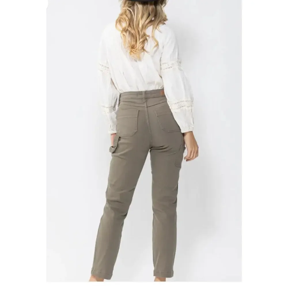 Judy Blue Cargo Slim Fit utility Olive Pants size 11